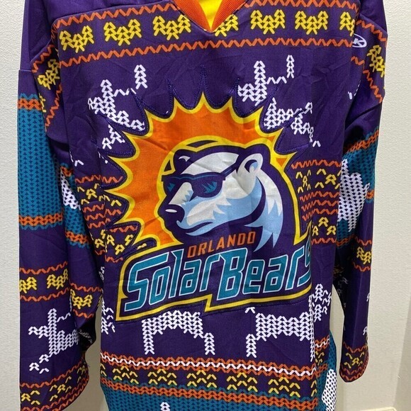 Sean Bonar - 2014-15 Orlando Solar Bears - Christmas Jersey - Back-Up Only XXL - Picture 2 of 12